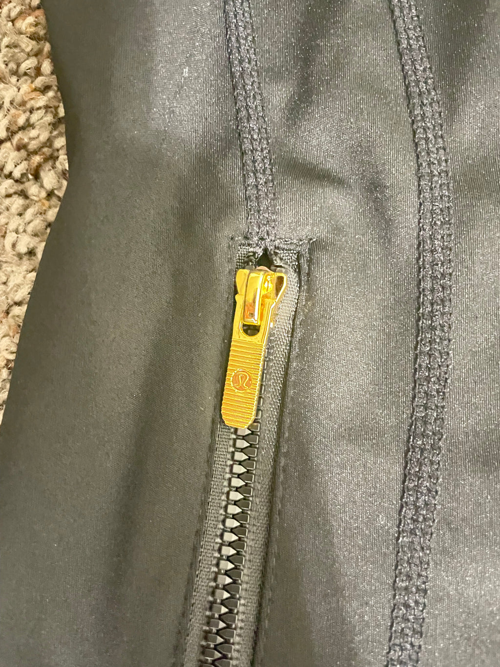 Black w Gold Zipper Lululemon Define Jacket & Shorts Set(Size 2)