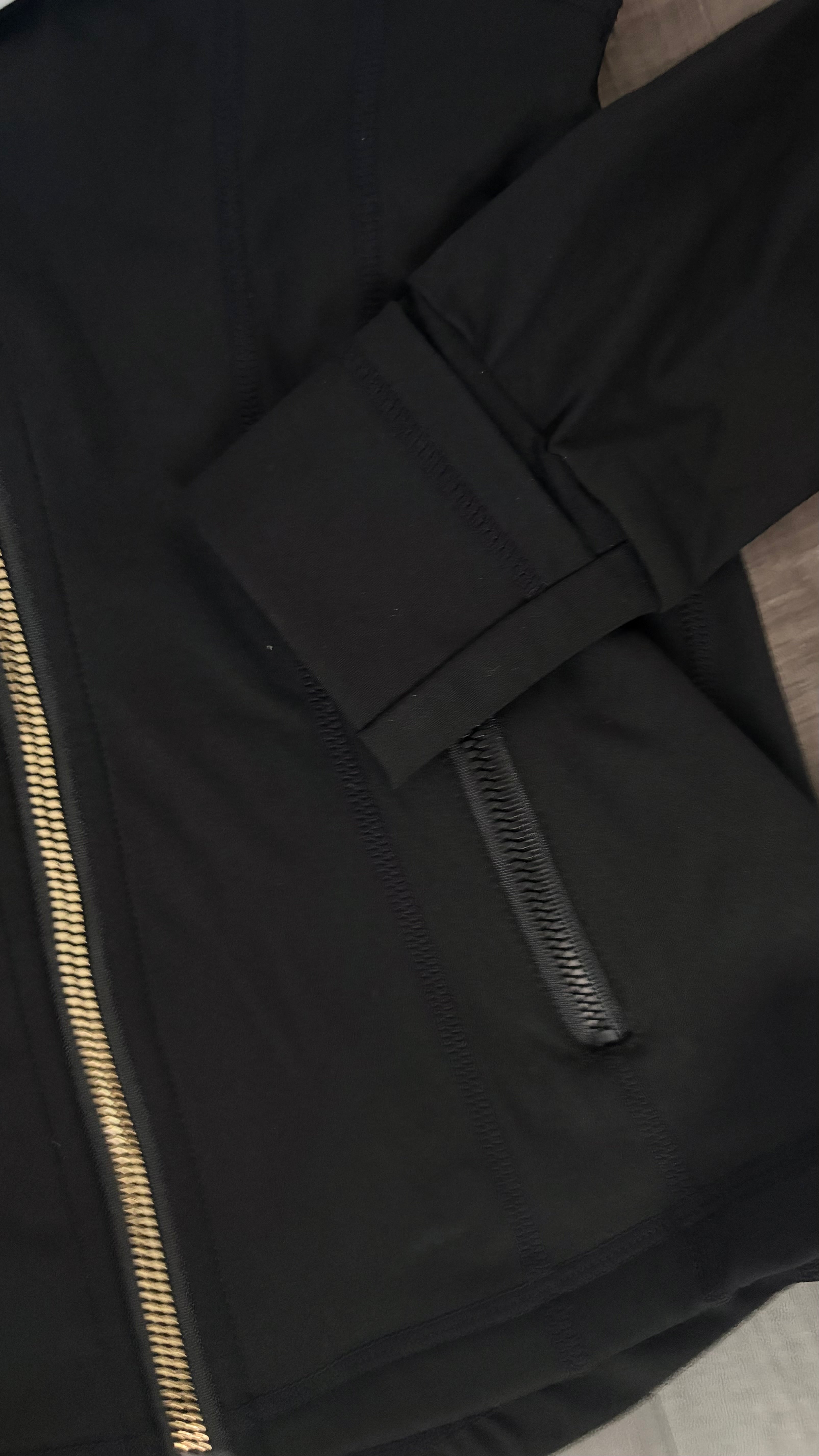 Black w Gold Zipper Lululemon Define Jacket & Shorts Set(Size 2)